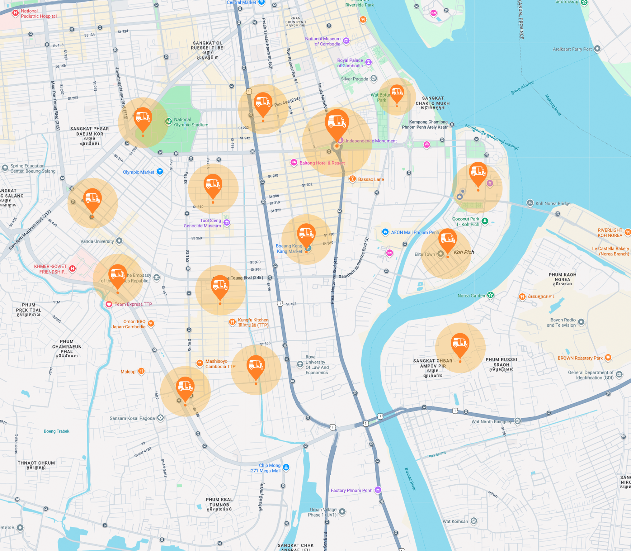 Coverage map of Phnom Penh